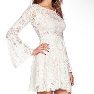 Free People Beige Lace Mini Dress Size 12 P2P 18” NWOT